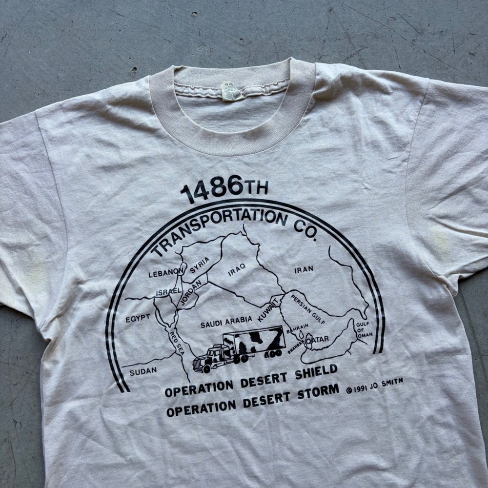 Vintage 1991 Operation Desert Storm Shirt 1486th Transportation Co Screen Stars